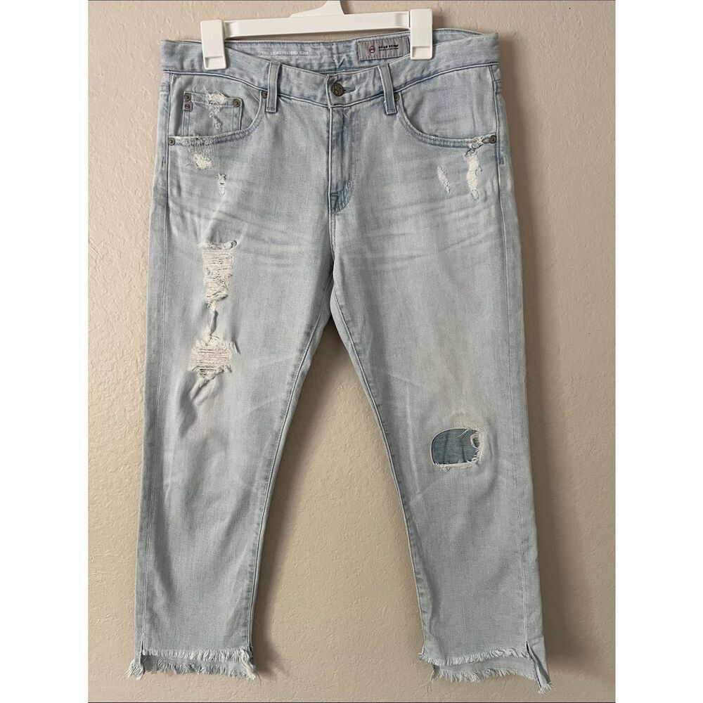 Like New AG The Ex-boyfriend Slim Slouchy Slim Crop Jeans in Light Wash Size 29R